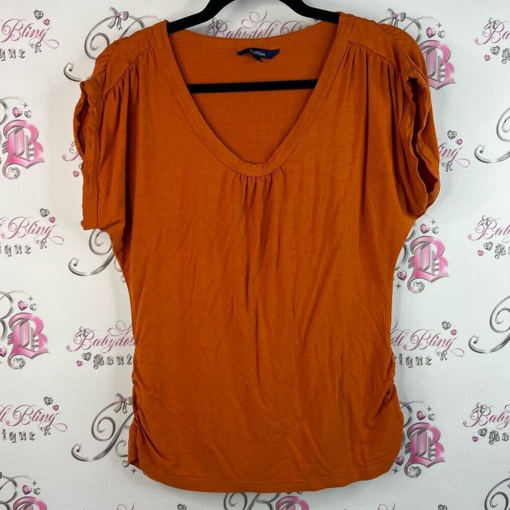 Reitmans tshirt rutched tee Burnt Orange Short Sleeve Top